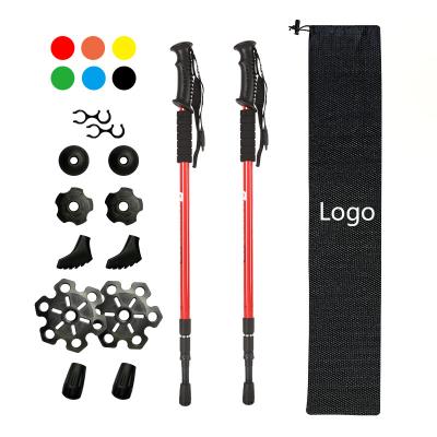 China Rising & 2022 Wholesale New Mountain Quick Twist Lock Telescopic Folding Aluminum Shaft Walking Hiking Poles Trekking Poles Canes for sale