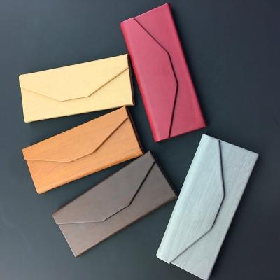 China Fashionable Factory Wholesale Slim Folding Glasses Box Custom Logo Handmade Leather Triangle Foldable Sunglasses Case for sale