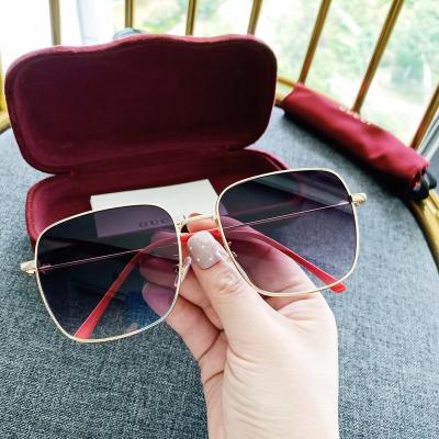 China Famous Brands Designer Sunglasses Square Sun Glass Women Oversized Shades Retro Classic Fashionable Metal Frame for sale