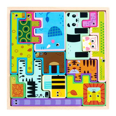 China Building Toy Wooden Building Stacking Blocks Animals Montessori Balance Toys Early Learning Children Development Motor Skills Toys for sale