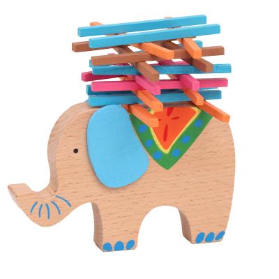 China Construction Toy Elephant Shape Wooden Stacking Building Block Colorful Sticks Balance Puzzle Toy for Children Hands-on and Parent-child Play for sale