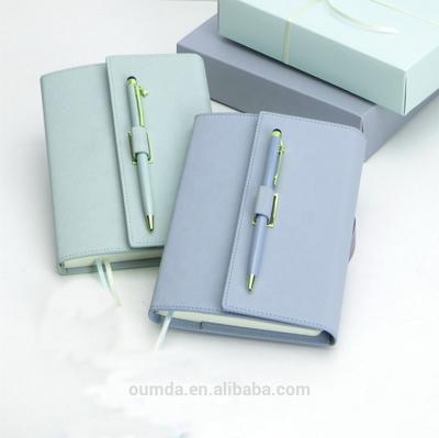 China Hot Selling Magnetic Products Diary Organizer PU Leather Notebooks With Pen Attached With Logo for sale