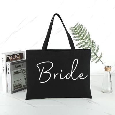 China Simple Gift Cotton Bride Tote Bag With Lettering And Logo for sale