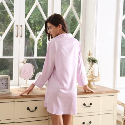 China Breathable Satin Nightgown Sleepwear Lavender Nightgown Silk Robe 6019 for sale