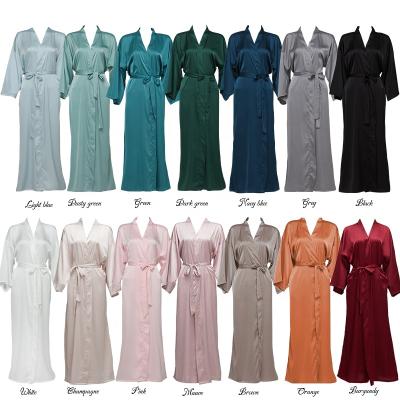 China Long Breathable Satin Robe Plain Robe Nightgown For Women Luxurious Robes 6040 for sale