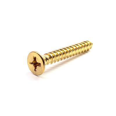 China Customized M4 27mm Steel-Copper Plated Bronze Plated Countersunk Self Tapping Cutout Screws Flat Carbon Head Phillips for sale