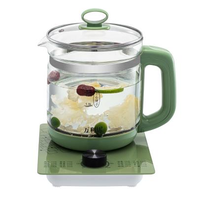 China 360 Degree Knob Green Low Type Health Pot Household Glass Health Pot Boiled Milk Noodle 1.8L Large Capacity for sale