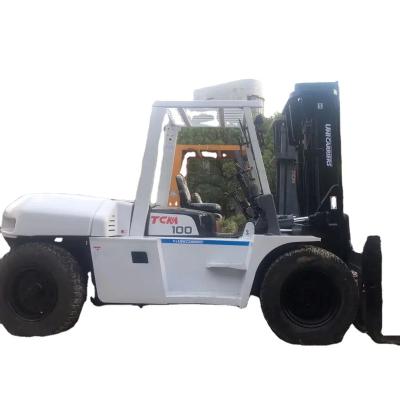 China Construction Used Japanese TCM FD100 10 ton Diesel Power Forklift at bottom price for sale