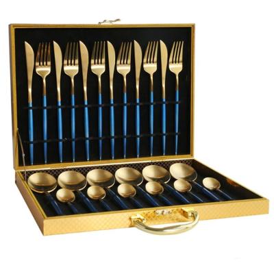 China Sustainable Stainless Steel Cutlery Set Gold Flatware Set Spoon Forks and Knives for Events for sale