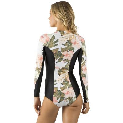 China Custom Long Sleeve Sublimation Long Sleeve Plus Size Sun Protection UPF 50+ Surf Clothing Rush Guard One Piece Suit Women for sale