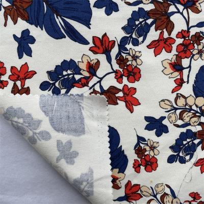 China Other Factory Supplier Flower Printed Canvas Spandex Cotton Woven Fabric For Garment for sale