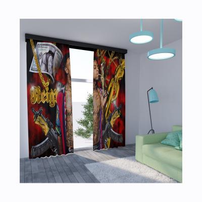 China Blackout Curtains 85% Shading Office Bedroom Decorative Printing Curtains for sale