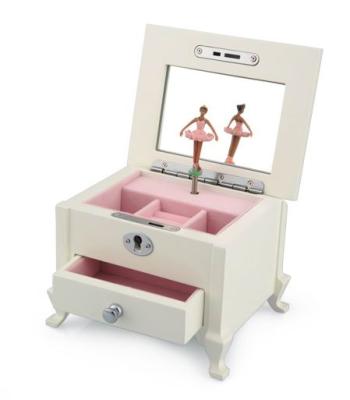 China Musical Box for Kids New Custom Design White Ballerina Footed Wooden Music Box for Children for sale