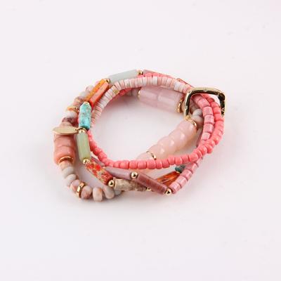 China High Quality Environment Friendly Planet Charm Bracelets Pastel Color Glass Beads Bracelets With Brass for sale