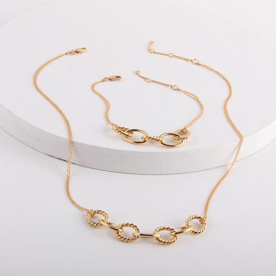 China Simple Design CLASSIC Jewelry Set 18k Gold Plated Necklace & Bracelet Sets for sale