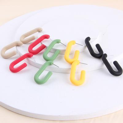 China Eco-friendly New Arrival Luminous Color Earring C Shape Large Resin Circle Earrings for sale