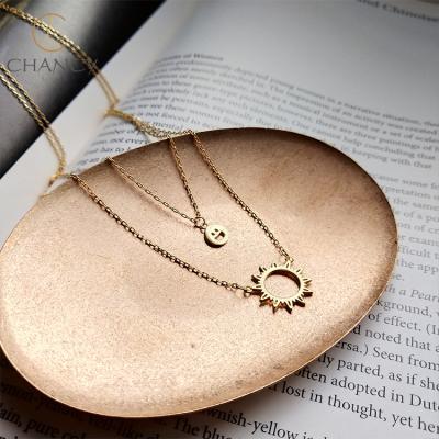 China Fashion Sun Shape Gold 925 Sterling Silver Multilayer Pendant Necklace Eco - Friendly for sale