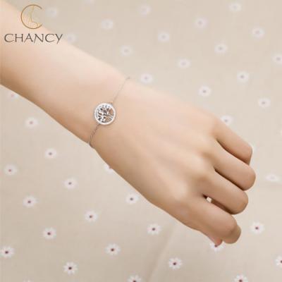 China CLASSIC Popular Hot Selling 925 Silver Tree Of Life Beautiful CZ Pendant Bracelet For Girls And Women As A Gift for sale