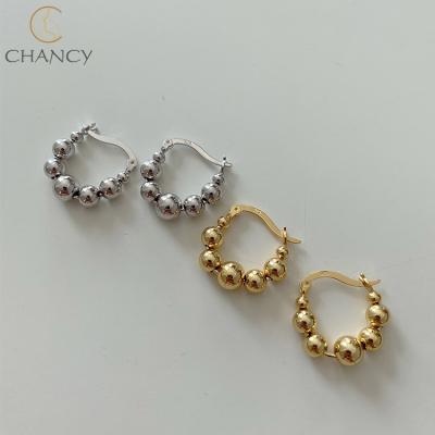 China Environmental Friendly Hot Style Simple Gold 925 Sterling Silver Small Pearl Circle Stud Earrings for sale