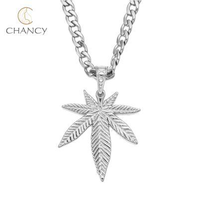 China Environmental Friendly Hip Hop Style Mens Maple Leaf Pendant Stainless Steel Necklace for sale