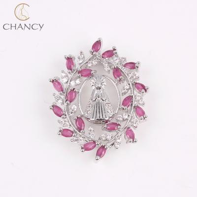 China Eco - Friendly Jewelry Accessories Pendant Charm Virgin Mary Crystal Pave For Necklace Making for sale