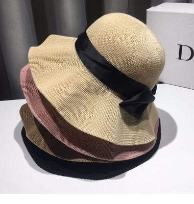 China Character Summer Bow Sunshade Sunshade Hat Woman Fisherman Floppy Hat for sale