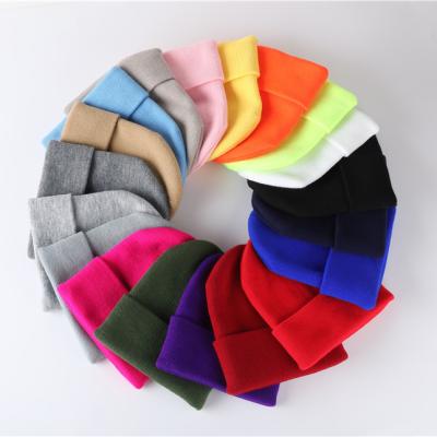 China COMMON Winter Plain Dyed Beanie Hat Custom 100% Acrylic Warm Knitted BeanieHot for sale