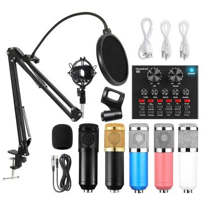 China Professional Bm800 Condenser Studio Recording Microphone BM 800 Vocal Condenser MIC With V8 Sound Card For Karaoke Youtube Tiktok Live Streaming for sale