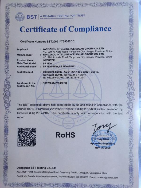 RoHS - Yangzhou Intelligence Solar Co., Ltd.