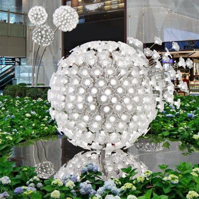 China Contemporary luxury modern living room hanging glass ball light white round lobby led chandeliers for sale