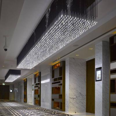 China Modern European Hotel Lobby Chandelier Hotel Banquet Hall Ceiling Light Rectangle Glass Ceiling Lamp Large for sale