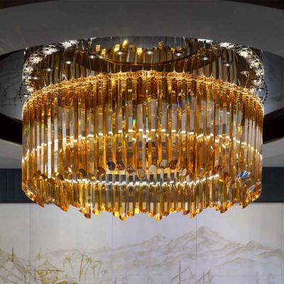 China Fancy Hotel High Ceilings Banquet Hall Chandeliers Gold Modern Glass Ceiling Fancy Pendant Light for sale