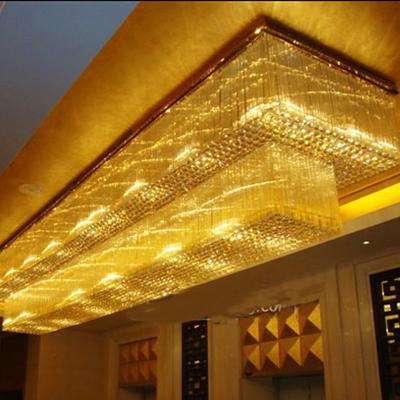 China Hotel Lobby Banquet Hall Meeting Room Ceiling Crystal Contemporary Luxury Custom Large Rectangular Chandelier for sale