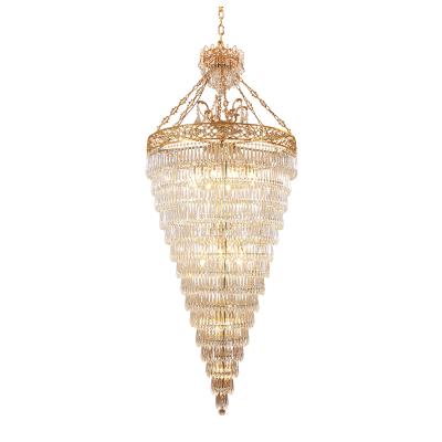 China Contemporary Modern Antique Brass Ceiling Pendant Lights Large Copper Crystal Hanging K9 Lighting for sale