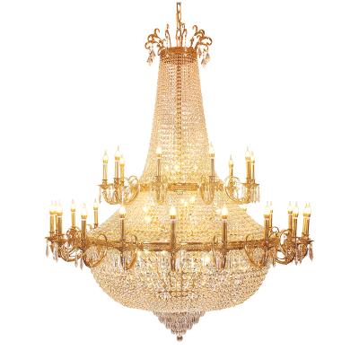 China Contemporary modern crystal lamp luxury bronze brass hardware living room decoration foyer tall K9 chandelier for sale