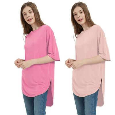 China Women's Anti-Pilling Fashion Design Shirt Turtle Neck Half Sleeve Cupro Fabric Tops Modal T-Shirt for sale