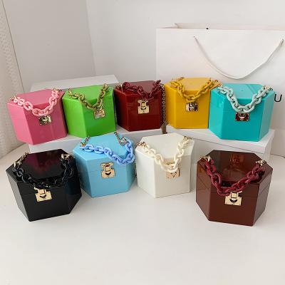 China Fashion Fashion PVC Jelly Bag Clips Mini Handbags 2021 Chain Clutch Bags Cross - Body Shoulder Handbags Women for sale