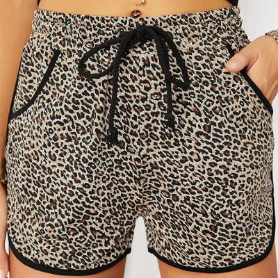 China 2021 Breathable Popular Shorts For Ladies Leopard Print Running Workout Pantalon Corto Women Biker Shorts With Pockets for sale