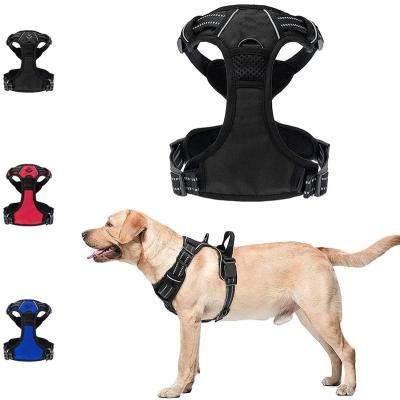 China Padded Reflective Adjustable Soft Padded Dog Vest Harness Pet Vest Service Dog Harness With Easy Control Handle for sale