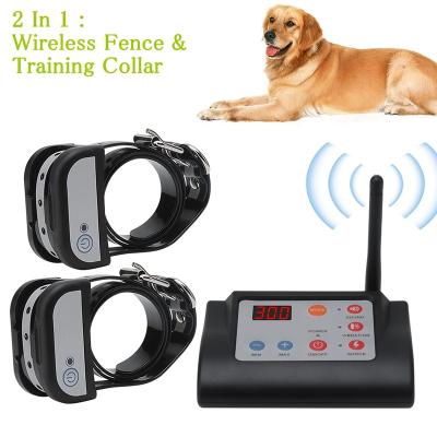 China Smart 2 Stored In 1 Dog Training Outdoor Wireless System Wireless Electric Dog Barrier Dog Shock Collar Pet Barrier for sale