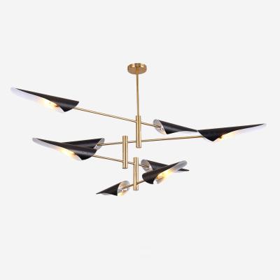 China Industrial Modern Minimalist LED Ceiling Lamp E14 220V Metal Art Chandelier Living Room Project Lighting for sale