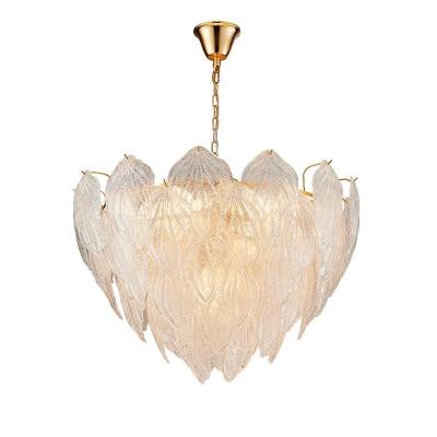 China Modern Unique and Warm Style Home Decorative Chandelier Glass Leaf Shape Chandelier Indoor Villa Hotel Pendant Lamp Chandelier for sale