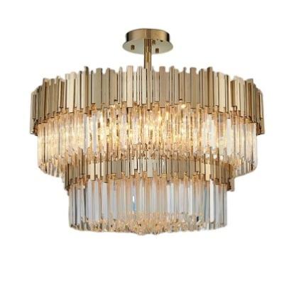 China Modern Golden round luxury villa crystal chandelier Nordic retro style crystal lamps for sale