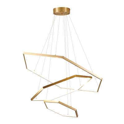 China Modern Design Room Decoration Gold Led Polygon Chandelier Ceiling Luxury Home Decorative Lamp for sale