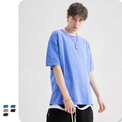 China Breathable Solid Color T-shirt Fashion Streetwear Tops Hops Retro Oversized Cotton Shirts Lovers Clothing Hip 100% T-shirt for sale