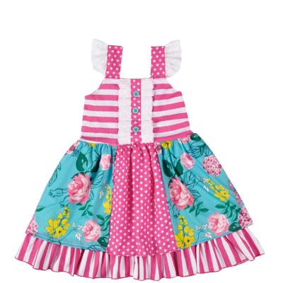 China Breathable Wholesale Baby Clothing Boutique Girls Ruffle Flower Dress for sale