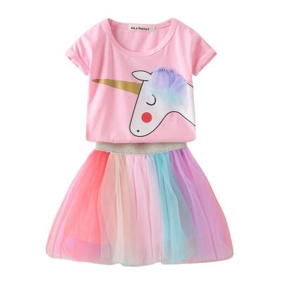 China Hot Sale Casual Children's Clothing Babies Skirt Outfits Unicorn 2 Pieces Skirt Sets for sale