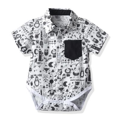 China ENGLAND STYLE 2021 New Summer Boys Short Sleeve Romper Cartoon Printed Romper Cotton One Piece for sale