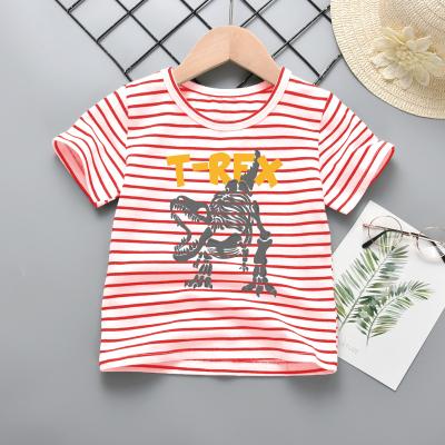 China ENGLAND STYLE 2021 New Cotton Dinosaur Cartoon Summer Boys Pure Short Sleeve T-shirt Fashionable Top for sale