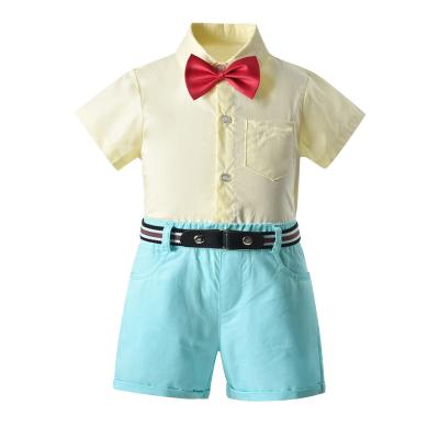 China ENGLAND STYLE 2021 new summer boy's four-piece suit cotton shirt pants suit short-sleeved shirt pants for sale